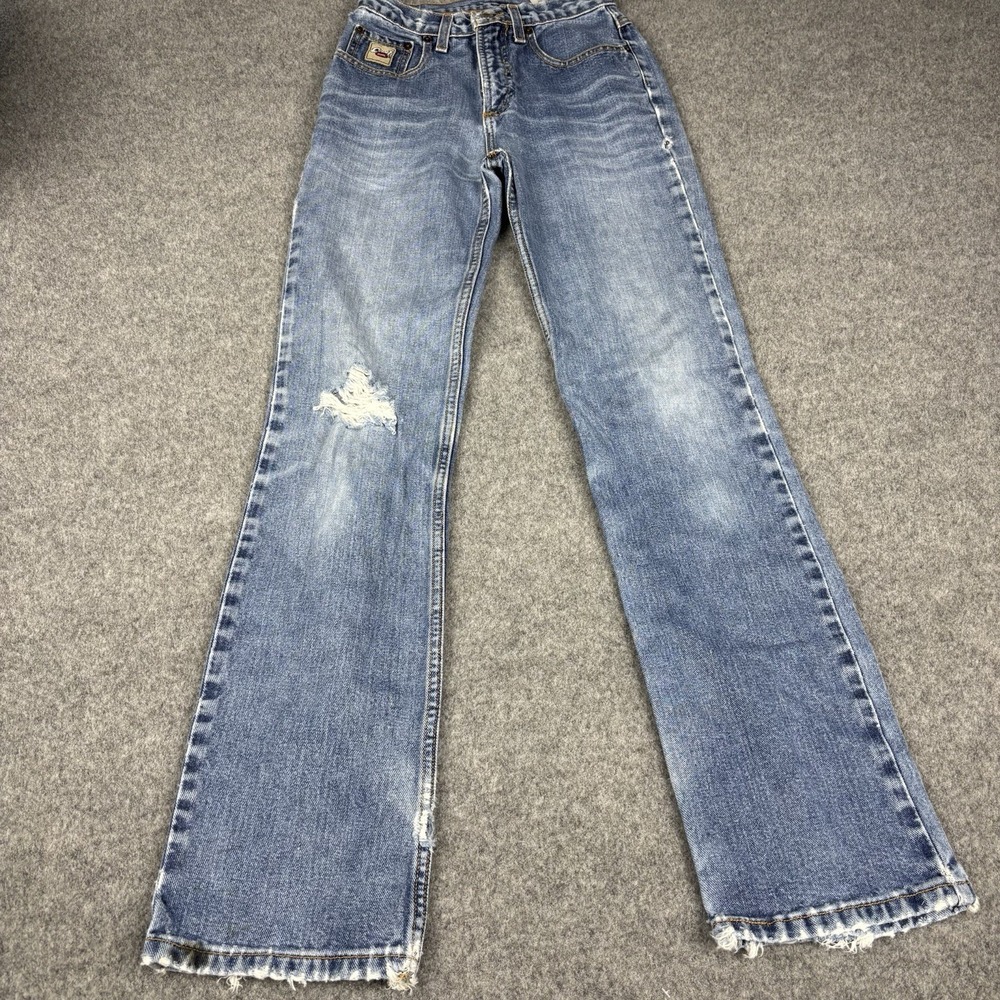 Vintage Cruel Girl‎ Jeans Women's 1 Long Y2K Straight Leg Distressed Medium Wash